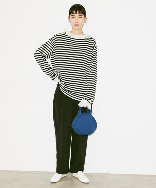 Libra Cue（リブラ キュー）の「リラックスボーダーカットソー（Tシャツ/カットソー・レディース・ベージュ/ベビーピンク/ブラック/ブルー/レッド/ブラウン・FREE）」の14枚目の写真