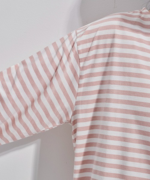 Libra Cue（リブラ キュー）の「リラックスボーダーカットソー（Tシャツ/カットソー・レディース・ベージュ/ベビーピンク/ブラック/ブルー/レッド/ブラウン・FREE）」の12枚目の写真