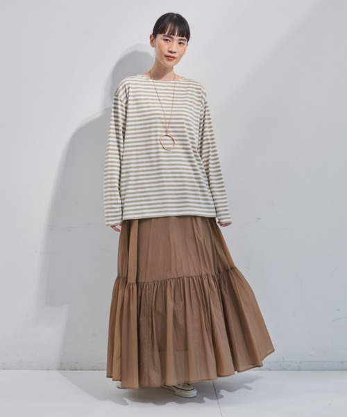 Libra Cue（リブラ キュー）の「リラックスボーダーカットソー（Tシャツ/カットソー・レディース・ベージュ/ベビーピンク/ブラック/ブルー/レッド/ブラウン・FREE）」の17枚目の写真