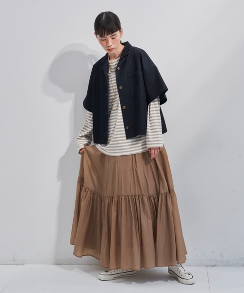 Libra Cue（リブラ キュー）の「リラックスボーダーカットソー（Tシャツ/カットソー・レディース・ベージュ/ベビーピンク/ブラック/ブルー/レッド/ブラウン・FREE）」の10枚目の写真