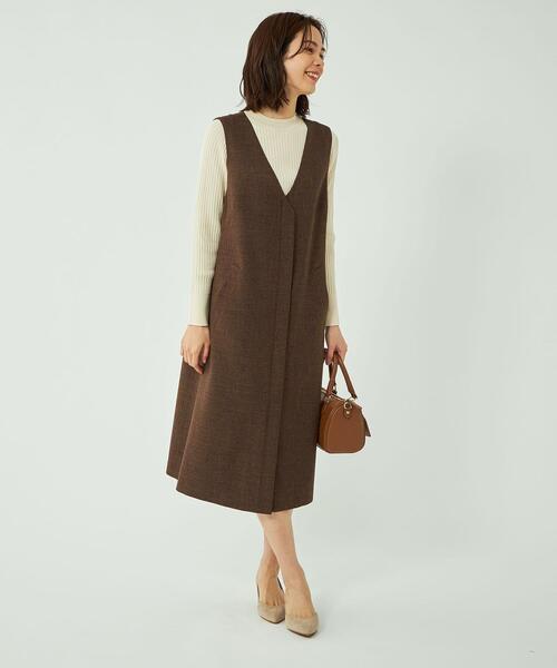 green label relaxing Vネック ジップ ジレ ワンピース green label relaxing（グリーンレーベルリラクシング）の「Vネック