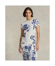 【POLO RALPH LAUREN】花柄 ベルト フェイクラップ シャツドレス ベルテッド ストライプド コットン シャツドレス （ロング