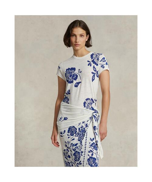 ラルフローレン フローラル フェイクラップ 花柄ジャージー Tシャツ ドレス M POLO RALPH LAUREN(ポロ ラルフ ローレン)の「フローラル