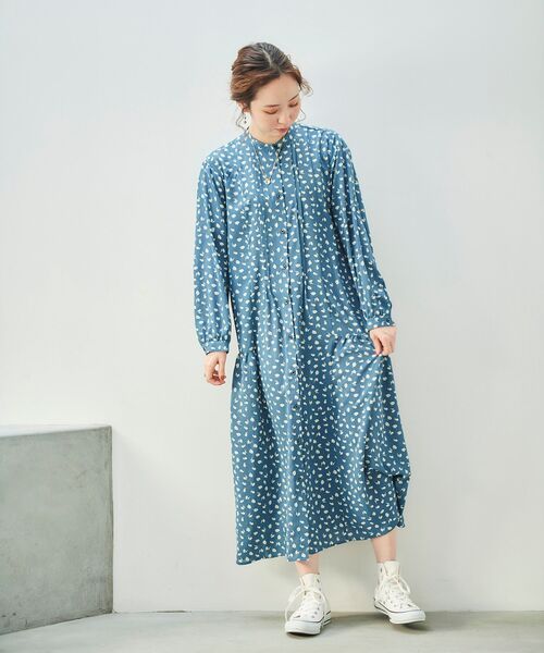 le.coeur blanc（ルクールブラン）の「レイヤードニットフラワーワンピース（ワンピース・レディース・ブラック系その他/ブルー系その他2・38）」の8枚目の写真