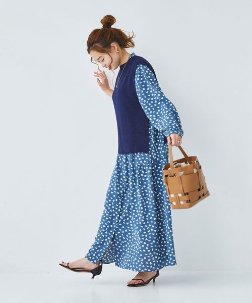 le.coeur blanc（ルクールブラン）の「レイヤードニットフラワーワンピース（ワンピース・レディース・ブラック系その他/ブルー系その他2・38）」の10枚目の写真
