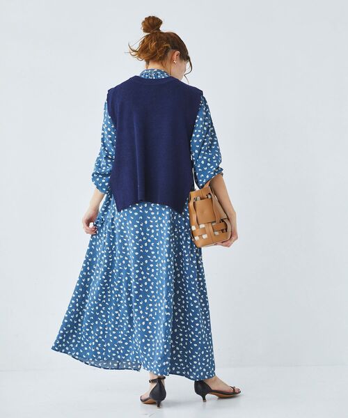 le.coeur blanc（ルクールブラン）の「レイヤードニットフラワーワンピース（ワンピース・レディース・ブラック系その他/ブルー系その他2・38）」の13枚目の写真