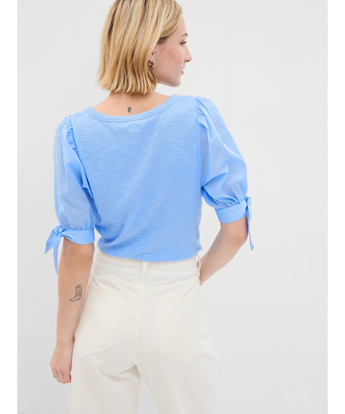 GAP（ギャップ）の「パフスリーブ リブ トップス（Tシャツ/カットソー・レディース・ホワイト/ブルー/ブラック・XL/XS/L/M/S/XXS）」の6枚目の写真