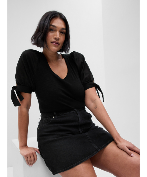 GAP（ギャップ）の「パフスリーブ リブ トップス（Tシャツ/カットソー・レディース・ホワイト/ブルー/ブラック・XL/XS/L/M/S/XXS）」の9枚目の写真