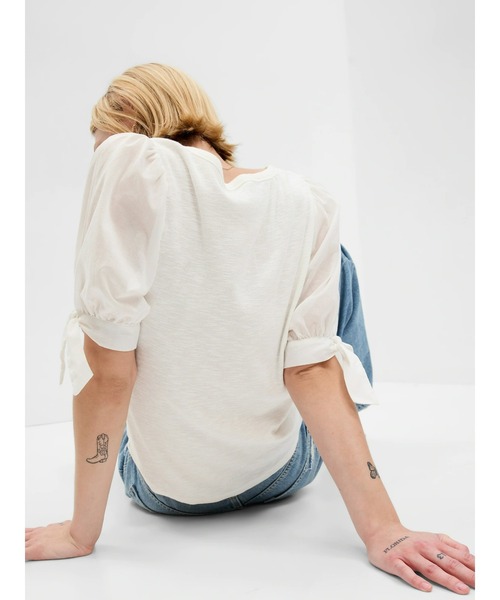 GAP（ギャップ）の「パフスリーブ リブ トップス（Tシャツ/カットソー・レディース・ホワイト/ブルー/ブラック・XL/XS/L/M/S/XXS）」の19枚目の写真