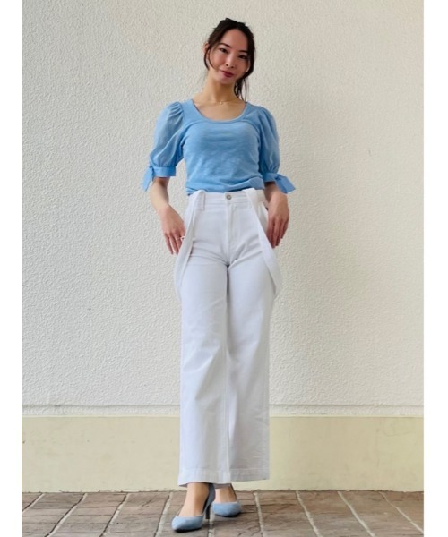 GAP（ギャップ）の「パフスリーブ リブ トップス（Tシャツ/カットソー・レディース・ホワイト/ブルー/ブラック・XL/XS/L/M/S/XXS）」の11枚目の写真