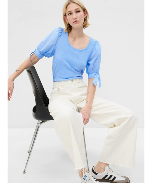 GAP（ギャップ）の「パフスリーブ リブ トップス（Tシャツ/カットソー・レディース・ホワイト/ブルー/ブラック・XL/XS/L/M/S/XXS）」の13枚目の写真