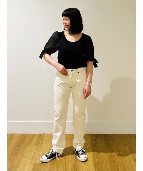 GAP（ギャップ）の「パフスリーブ リブ トップス（Tシャツ/カットソー・レディース・ホワイト/ブルー/ブラック・XL/XS/L/M/S/XXS）」の15枚目の写真