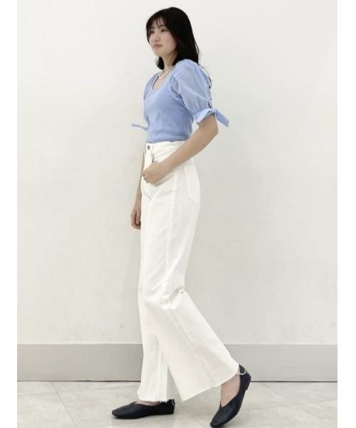 GAP（ギャップ）の「パフスリーブ リブ トップス（Tシャツ/カットソー・レディース・ホワイト/ブルー/ブラック・XL/XS/L/M/S/XXS）」の14枚目の写真