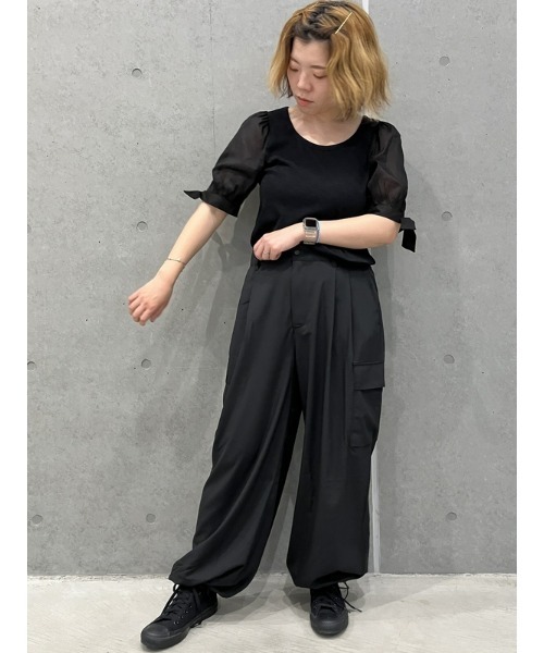 GAP（ギャップ）の「パフスリーブ リブ トップス（Tシャツ/カットソー・レディース・ホワイト/ブルー/ブラック・XL/XS/L/M/S/XXS）」の16枚目の写真