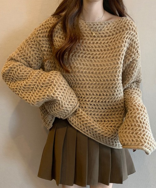 leune(ルネ)の「ざっくり編みルーズニットプルオーバー(ニット/セーター・レディース・ベージュ/ブラック/オフホワイト・FREE)」の13枚目の写真