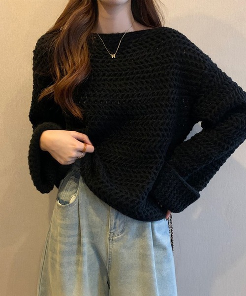 leune(ルネ)の「ざっくり編みルーズニットプルオーバー(ニット/セーター・レディース・ベージュ/ブラック/オフホワイト・FREE)」の16枚目の写真
