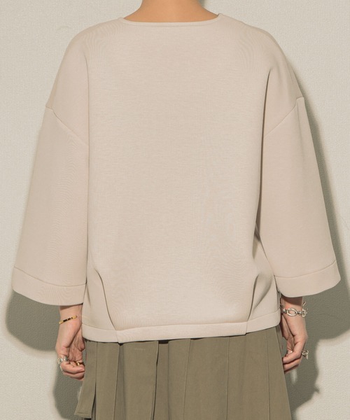 ottilie（オティーリエ）の「ottilie ダンボールコクーンジャケット（ノーカラージャケット・レディース・ナチュラル/ネイビー・FREE）」の12枚目の写真