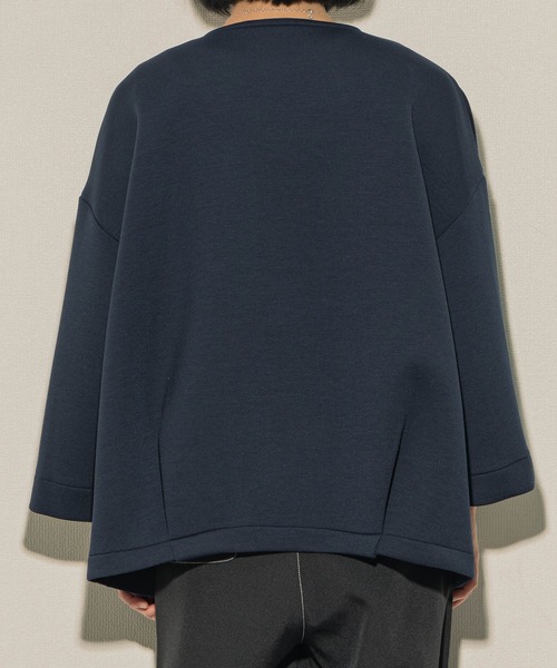 ottilie（オティーリエ）の「ottilie ダンボールコクーンジャケット（ノーカラージャケット・レディース・ナチュラル/ネイビー・FREE）」の16枚目の写真