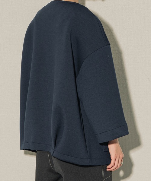 ottilie（オティーリエ）の「ottilie ダンボールコクーンジャケット（ノーカラージャケット・レディース・ナチュラル/ネイビー・FREE）」の13枚目の写真