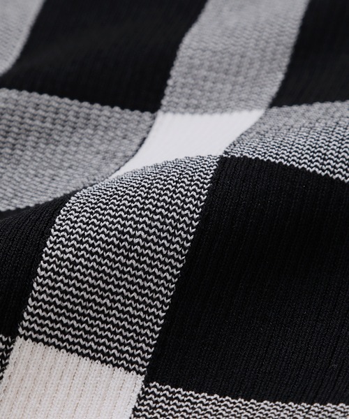 ルシェルブルー チェック ジャガード リブ ニット セール】チェックジャガードニット / Check Jacquard Knit
