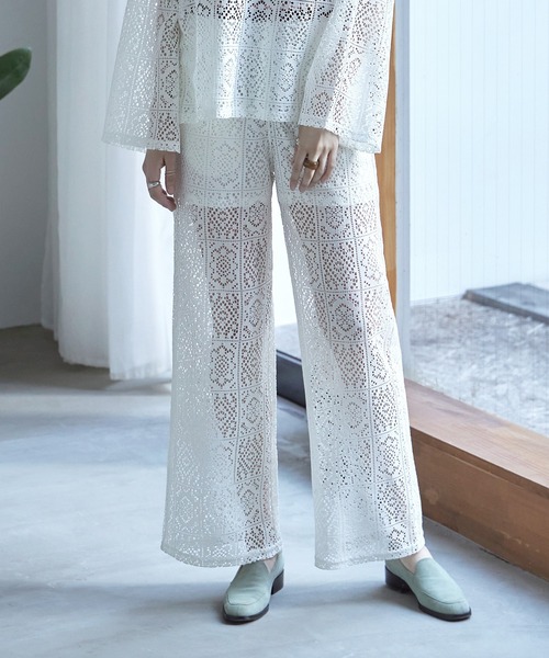 etoll.（エトル）の「クロシェレースイージーワイドパンツ（その他パンツ・レディース・ブラック/ベージュ/オフホワイト・M）」の18枚目の写真