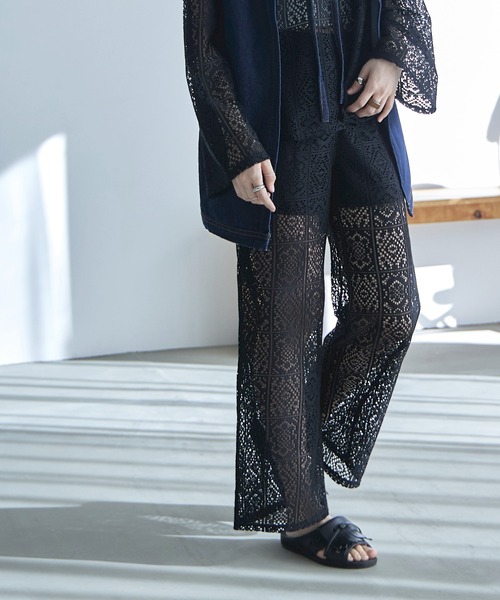 etoll.（エトル）の「クロシェレースイージーワイドパンツ（その他パンツ・レディース・ブラック/ベージュ/オフホワイト・M）」の19枚目の写真