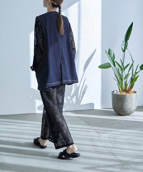 etoll.（エトル）の「クロシェレースイージーワイドパンツ（その他パンツ・レディース・ブラック/ベージュ/オフホワイト・M）」の8枚目の写真