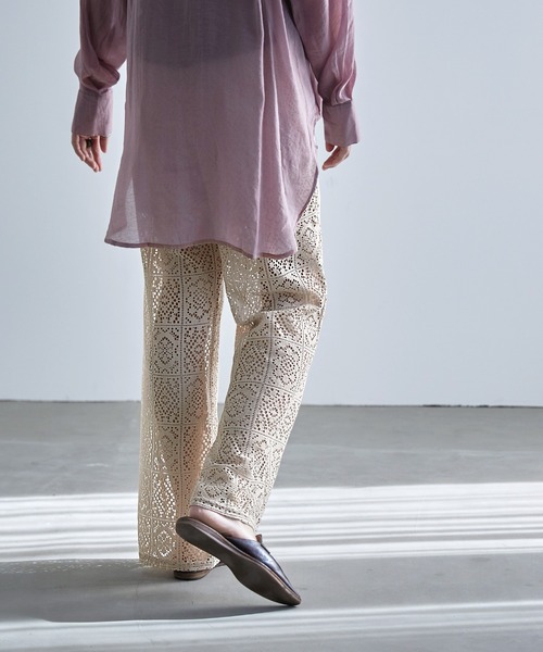 etoll.（エトル）の「クロシェレースイージーワイドパンツ（その他パンツ・レディース・ブラック/ベージュ/オフホワイト・M）」の17枚目の写真