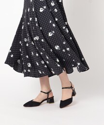 ◆太ヒールジャカード柄ミュールパンプス