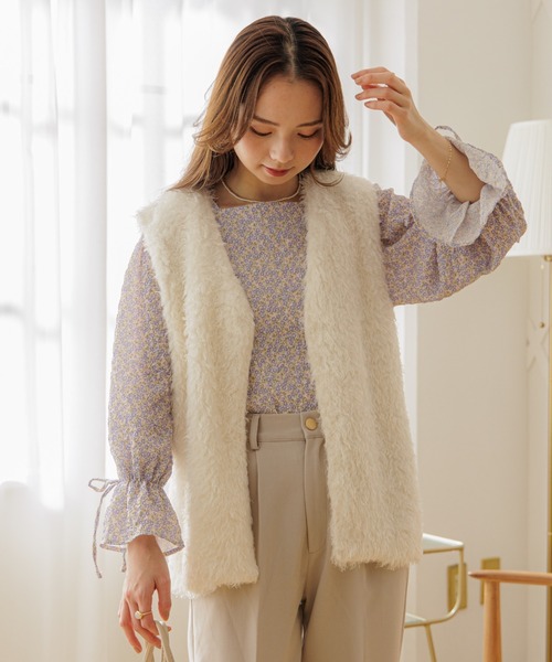 flower（フラワー）の「フレアブルームブラウス（シャツ/ブラウス・レディース・ピンク/ホワイト・FREE）」の7枚目の写真