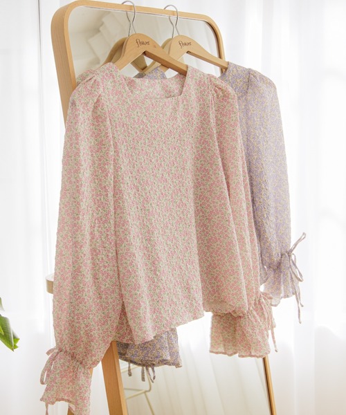 flower（フラワー）の「フレアブルームブラウス（シャツ/ブラウス・レディース・ピンク/ホワイト・FREE）」の8枚目の写真