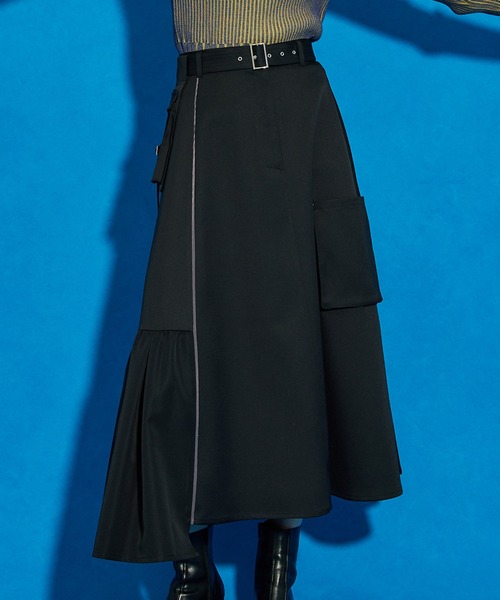 UNITED TOKYO（ユナイテッドトウキョウ）の「【ウエスト調節可能】サイドポケットフレアースカート/カーゴスカート（スカート・レディース・ブラック/ベージュ/カーキ・1/2/3）」の21枚目の写真