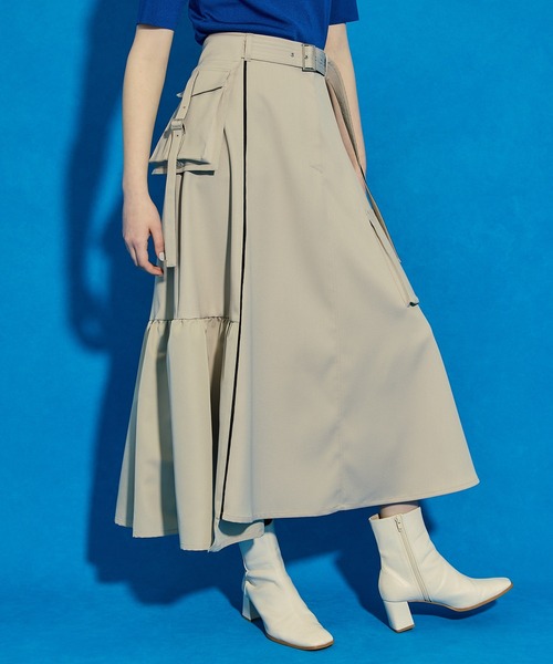 UNITED TOKYO（ユナイテッドトウキョウ）の「【ウエスト調節可能】サイドポケットフレアースカート/カーゴスカート（スカート・レディース・ブラック/ベージュ/カーキ・1/2/3）」の18枚目の写真