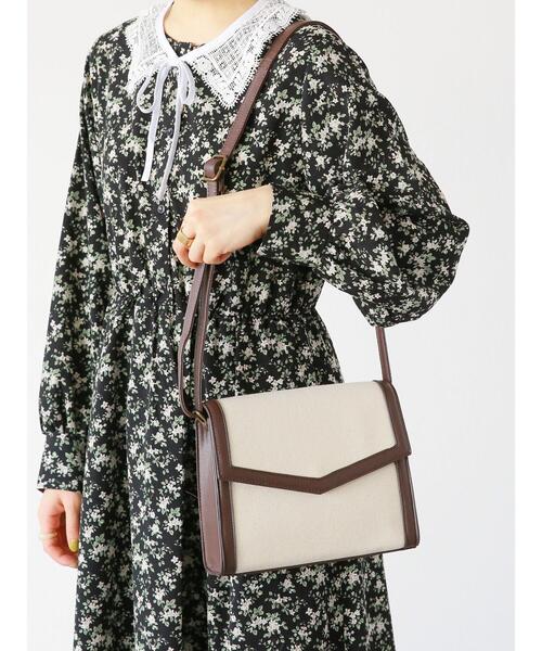 ehka sopo（エヘカソポ）の「キャンバスパイピングショルダーバッグ（ハンドバッグ・レディース・キャメル/ブラック/ブラウン・ﾌﾘ-）」の10枚目の写真