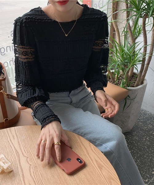 leune(ルネ)の「シャーリングレーストップス(Tシャツ/カットソー・レディース・ブラック・FREE)」の13枚目の写真
