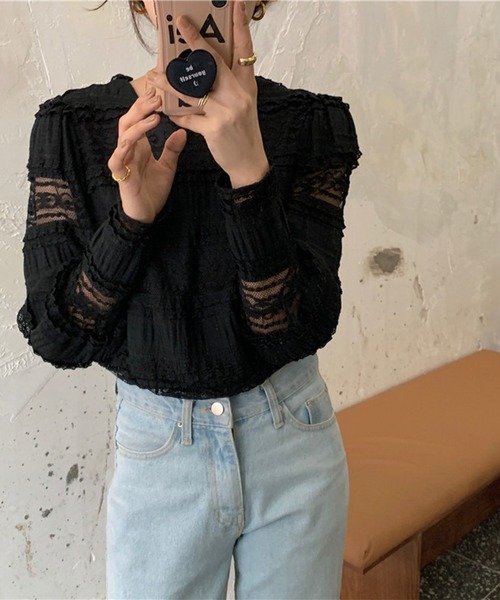 leune(ルネ)の「シャーリングレーストップス(Tシャツ/カットソー・レディース・ブラック・FREE)」の5枚目の写真