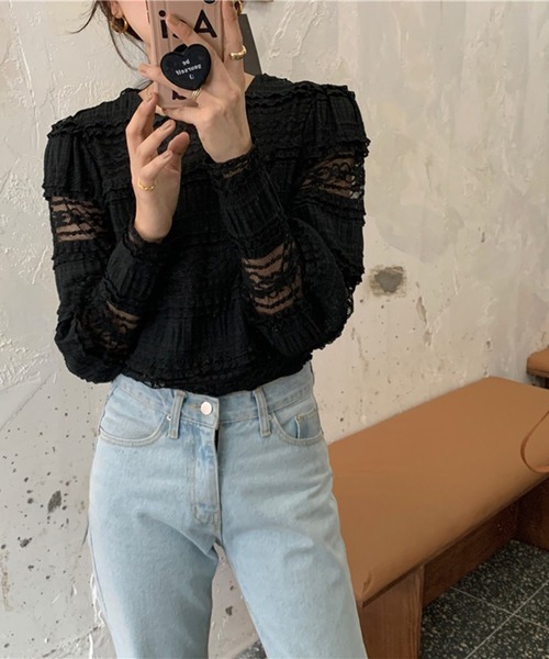 leune(ルネ)の「シャーリングレーストップス(Tシャツ/カットソー・レディース・ブラック・FREE)」の7枚目の写真