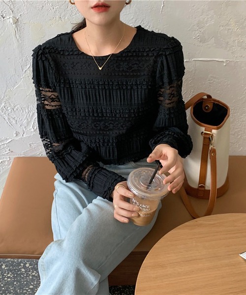 leune(ルネ)の「シャーリングレーストップス(Tシャツ/カットソー・レディース・ブラック・FREE)」の4枚目の写真