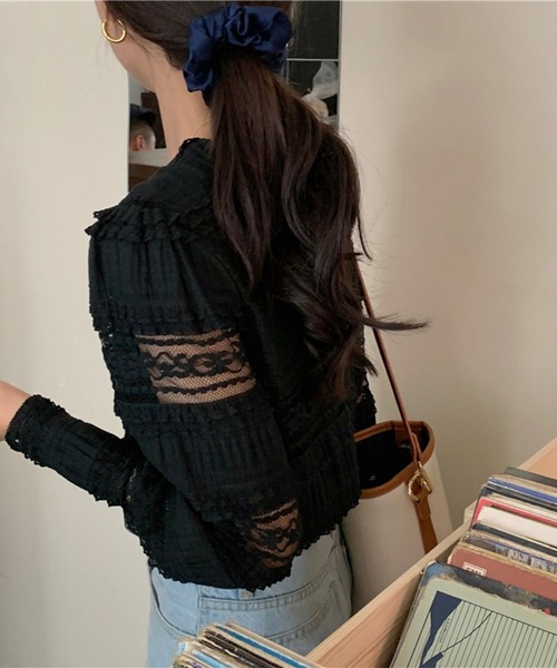 leune(ルネ)の「シャーリングレーストップス(Tシャツ/カットソー・レディース・ブラック・FREE)」の6枚目の写真