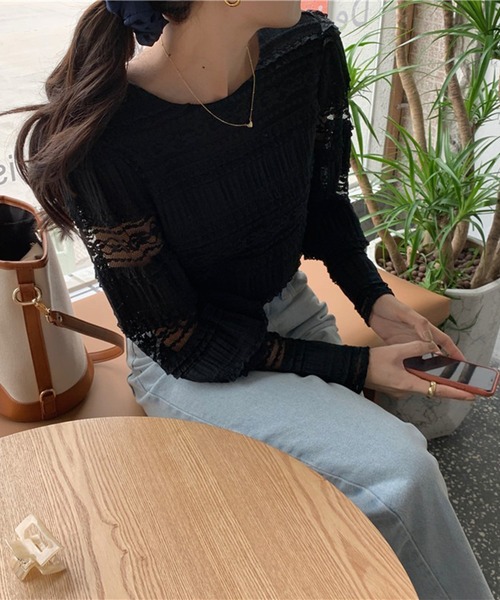 leune(ルネ)の「シャーリングレーストップス(Tシャツ/カットソー・レディース・ブラック・FREE)」の8枚目の写真