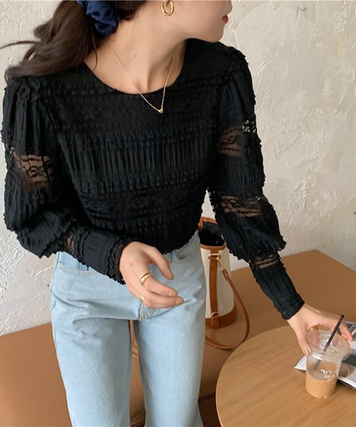 leune(ルネ)の「シャーリングレーストップス(Tシャツ/カットソー・レディース・ブラック・FREE)」の10枚目の写真