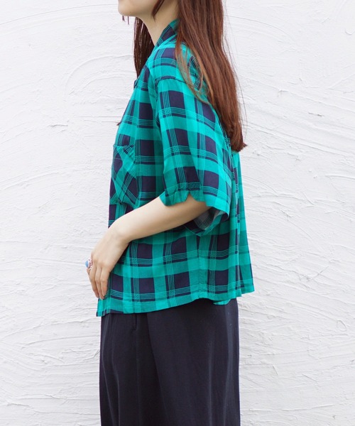 C.E.L.STORE（セルストア）の「DAN RIVER/ダンリバー CHECK BOX SS SHIRT チェックボックスSSシャツ（シャツ/ブラウス・メンズ・ベージュ/ブラック/グリーン/ブラック系・LARGE/X-SMALL/MEDIUM）」の15枚目の写真