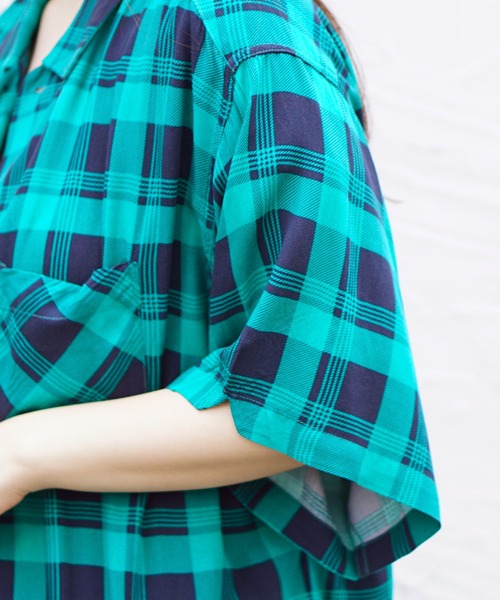 C.E.L.STORE（セルストア）の「DAN RIVER/ダンリバー CHECK BOX SS SHIRT チェックボックスSSシャツ（シャツ/ブラウス・メンズ・ベージュ/ブラック/グリーン/ブラック系・LARGE/X-SMALL/MEDIUM）」の12枚目の写真