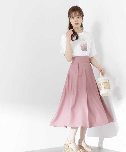 PROPORTION BODY DRESSING(プロポーションボディドレッシング)の「ヨークベルトタックスカート / 1213120500(スカート・レディース・オフホワイト/ブルー/ピンク・SMALL/X-SMALL/MEDIUM)」の1枚目の写真