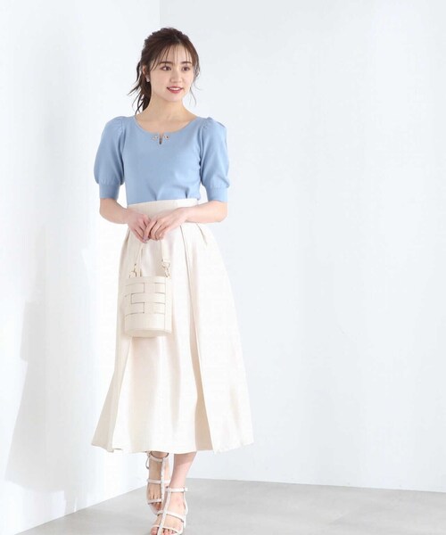 PROPORTION BODY DRESSING(プロポーションボディドレッシング)の「ヨークベルトタックスカート / 1213120500(スカート・レディース・オフホワイト/ブルー/ピンク・SMALL/X-SMALL/MEDIUM)」の10枚目の写真