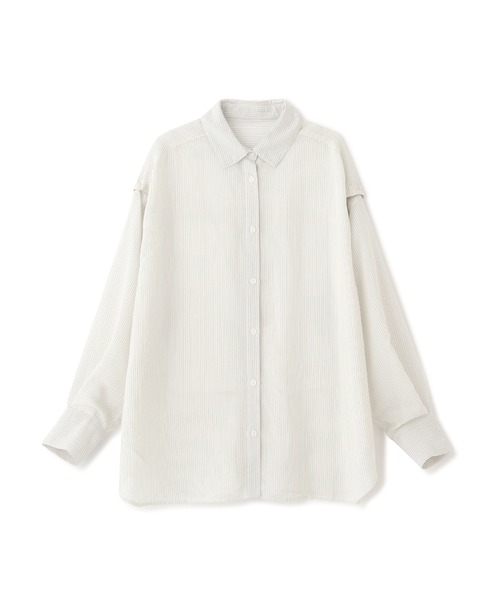 FREE'S MART（フリーズマート）の「◆肩スリットシアービッグシャツ（シャツ/ブラウス・レディース・ブルー/ホワイト/グリーン/ホワイト系その他/パープル・SMALL/MEDIUM）」の3枚目の写真