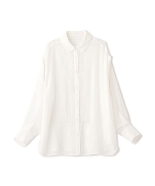 FREE'S MART（フリーズマート）の「◆肩スリットシアービッグシャツ（シャツ/ブラウス・レディース・ブルー/ホワイト/グリーン/ホワイト系その他/パープル・SMALL/MEDIUM）」の2枚目の写真