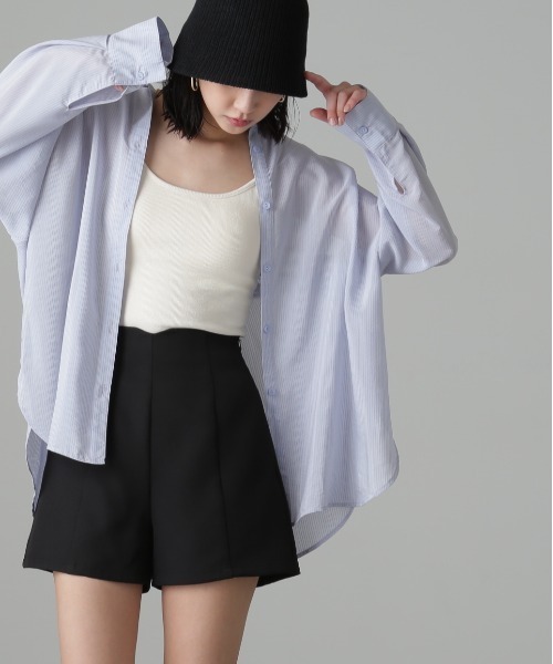 FREE'S MART（フリーズマート）の「◆肩スリットシアービッグシャツ（シャツ/ブラウス・レディース・ブルー/ホワイト/グリーン/ホワイト系その他/パープル・SMALL/MEDIUM）」の9枚目の写真