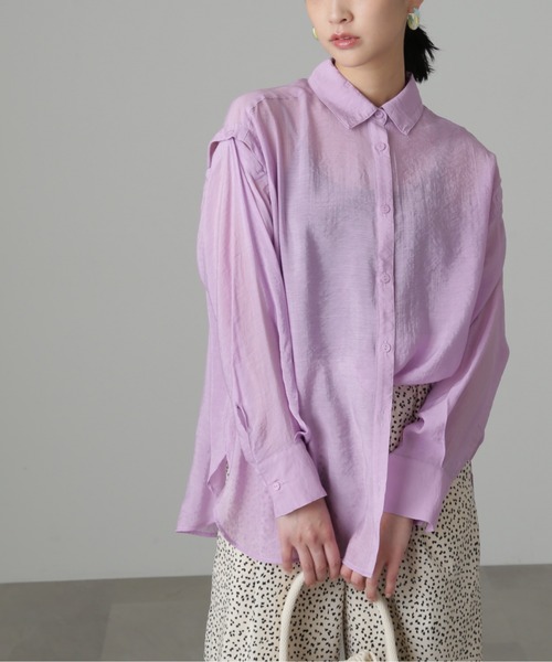 FREE'S MART（フリーズマート）の「◆肩スリットシアービッグシャツ（シャツ/ブラウス・レディース・ブルー/ホワイト/グリーン/ホワイト系その他/パープル・SMALL/MEDIUM）」の22枚目の写真