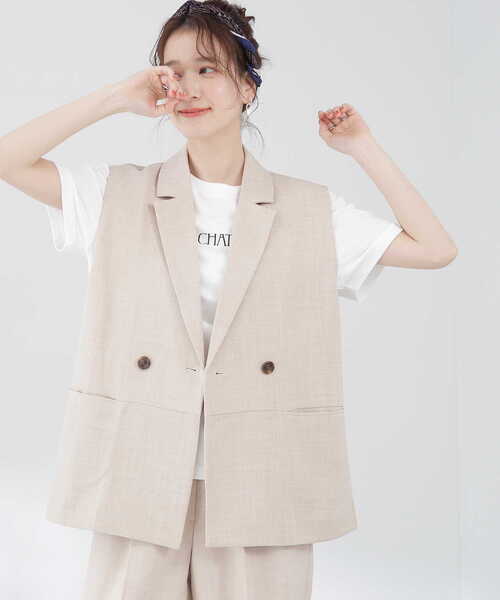 N.（N. Natural Beauty Basic）（エヌエヌナチュラルビューティーベーシック）の「◆ドライタッチジレジャケット（ベスト・レディース・ベージュ/ブラック・MEDIUM）」の15枚目の写真